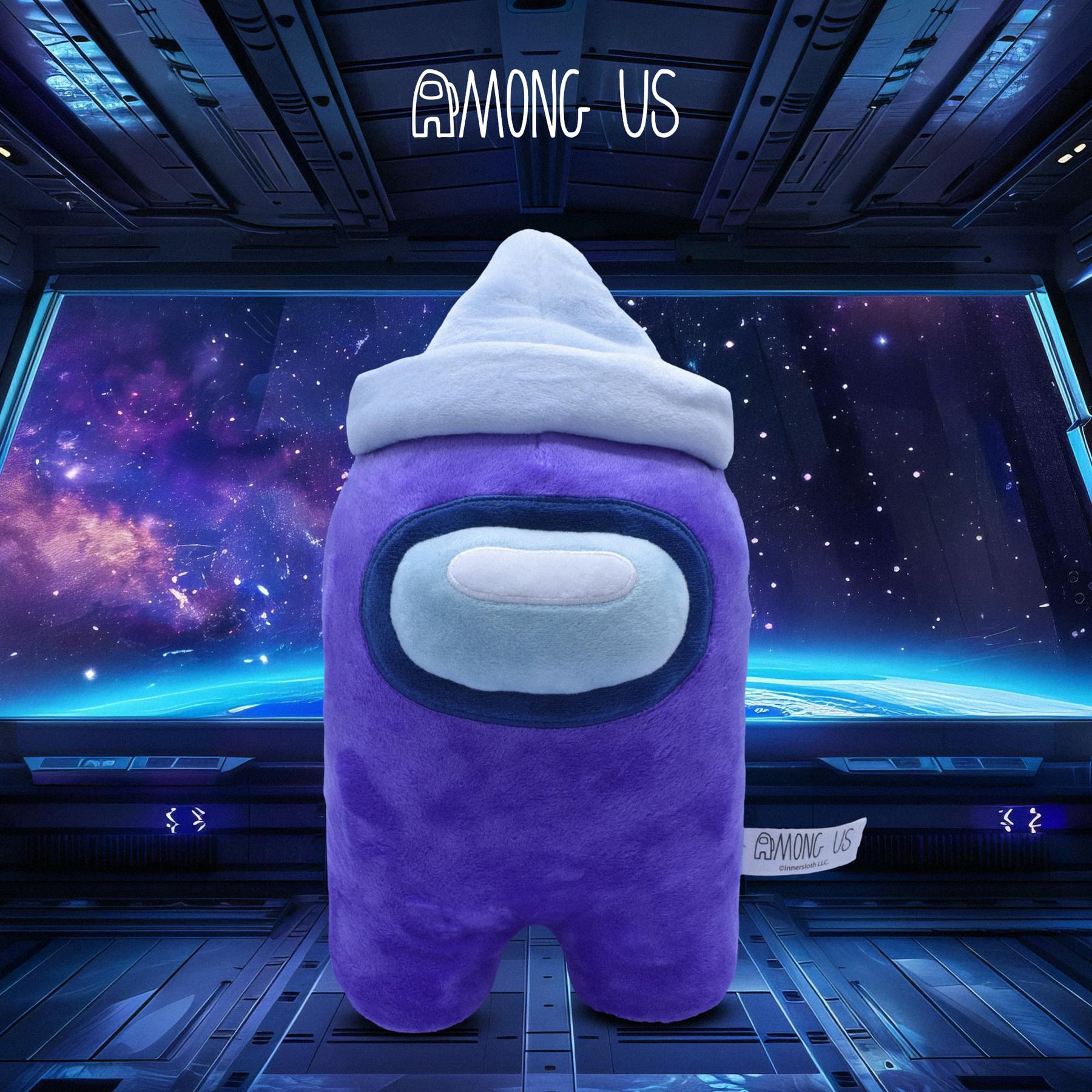 Among Us 7 Inch Plush | Purple Crewmate w/ Paper Hat