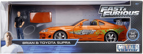 Fast & Furious Brian & Orange Toyota Supra 1:24 Die Cast Vehicle with Figure