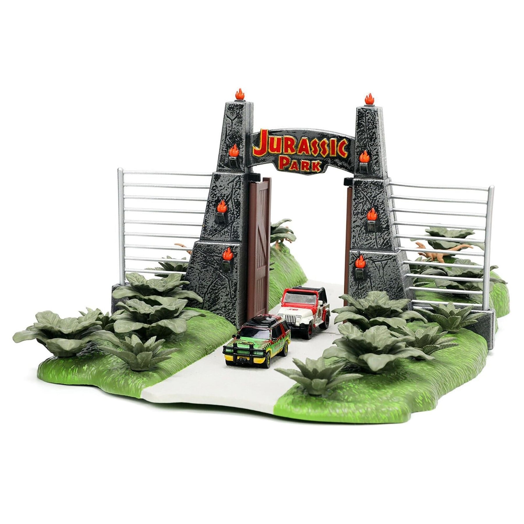 Jurassic Park Gate Diorama Nano Scene w/ 1.65 Inch Die-Cast Cars