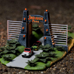 Jurassic Park Gate Diorama Nano Scene w/ 1.65 Inch Die-Cast Cars