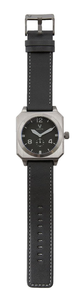 JUPITYR Men's Ganymede Leather Wrist Watch | Gunmetal Black Analog Dial