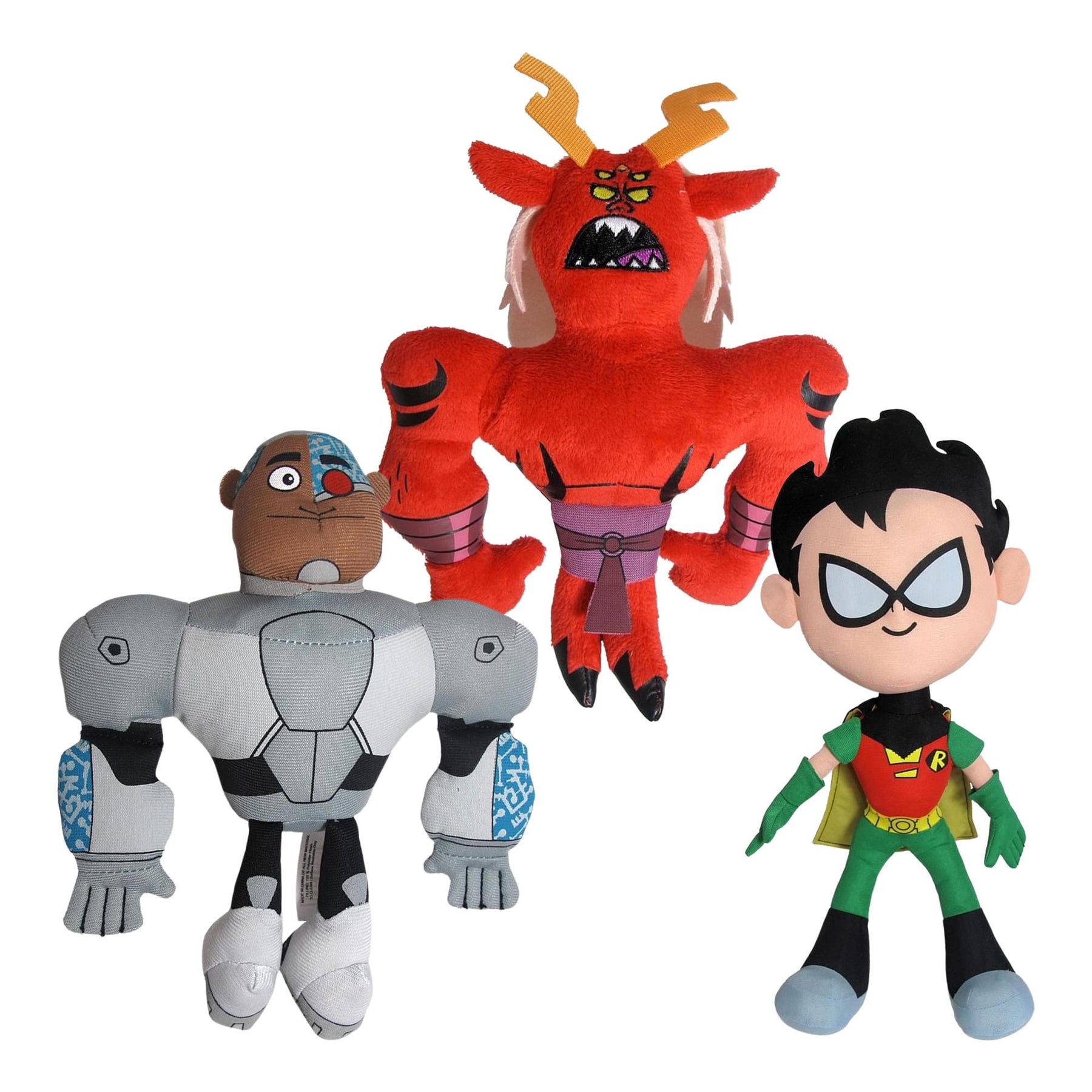 Teen Titans Go 7" Plush Set Of 3: Robin, Cyborg, Trigon