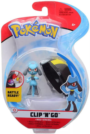 Pokemon Clip N Go Poke Ball Set | 2 Inch Riolu & Ultra Ball