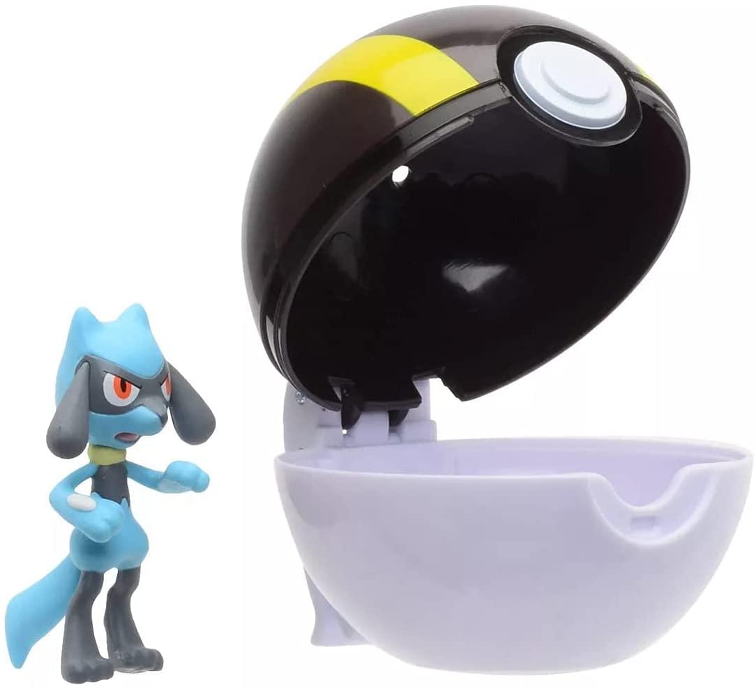 Pokemon Clip N Go Poke Ball Set | 2 Inch Riolu & Ultra Ball