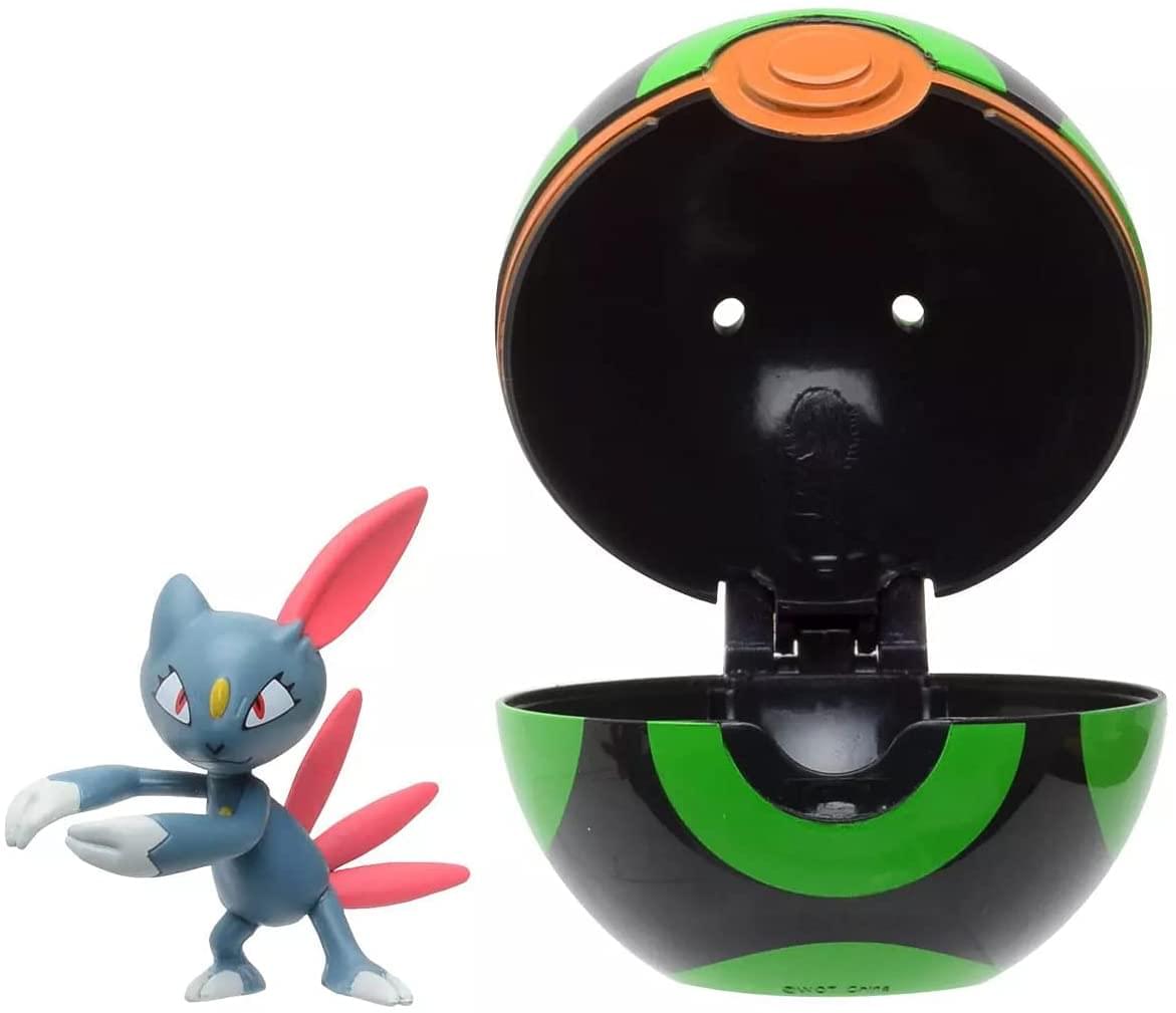 Pokemon Clip N Go Poke Ball Set | 2 Inch Sneasel & Dusk Ball