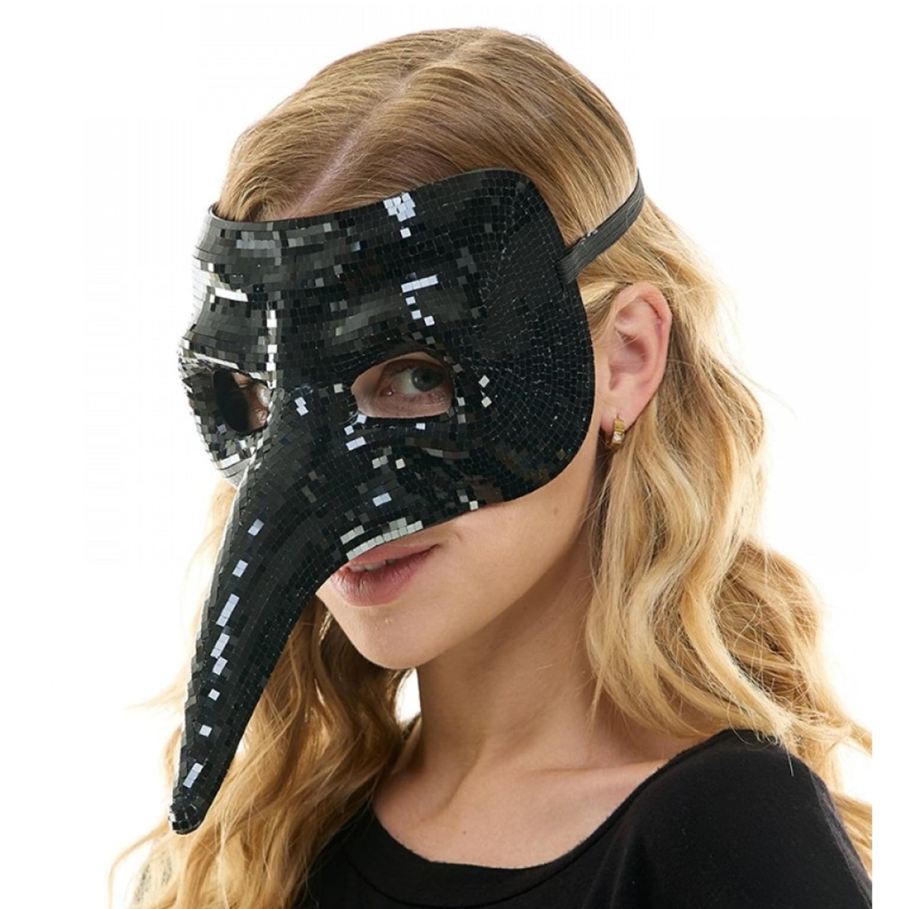 Bedazzled Black Mirror Mardi Gras Mask Adult Costume Accessory