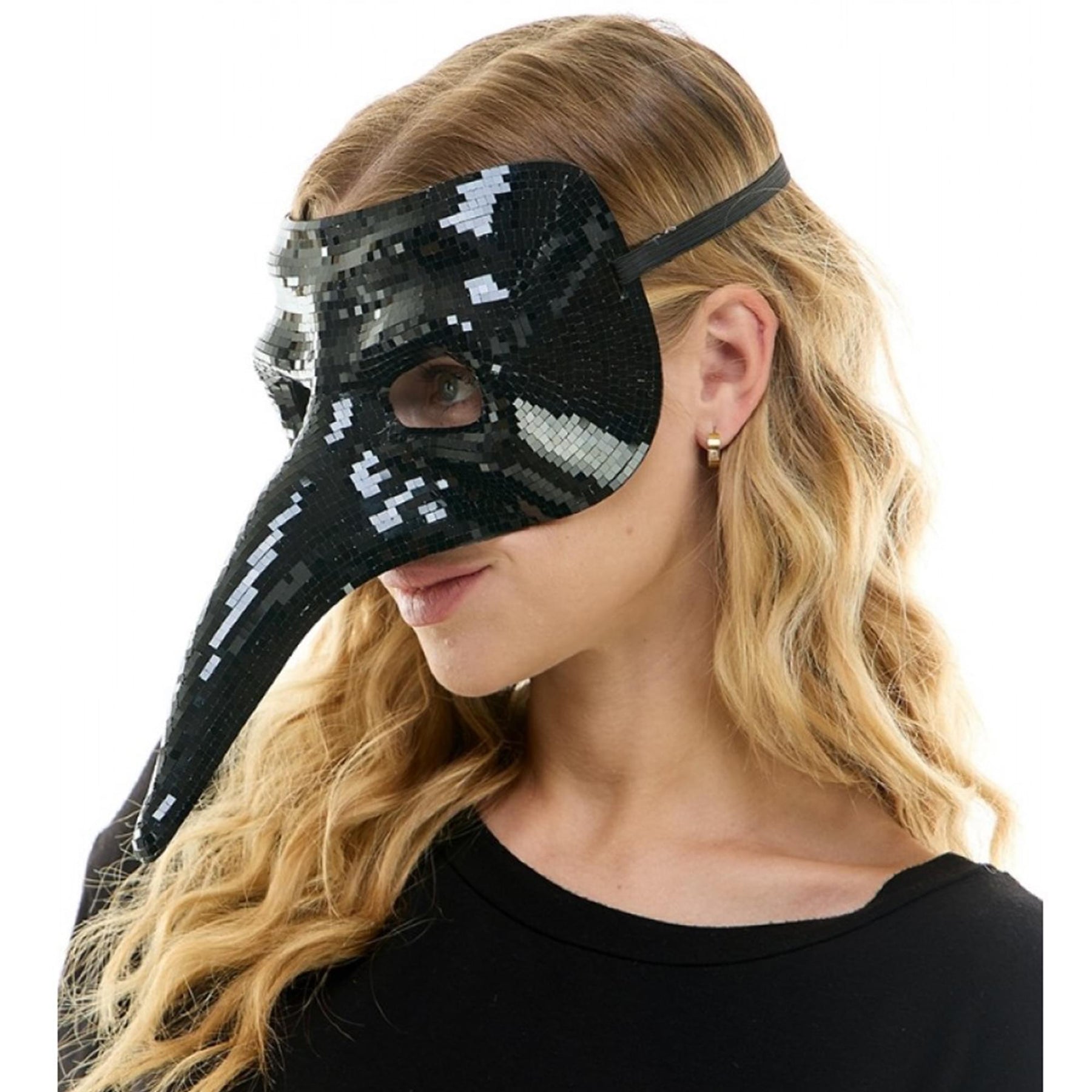 Bedazzled Black Mirror Mardi Gras Mask Adult Costume Accessory