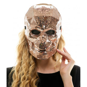 Bedazzled Rose Gold Mirror Skull Mask Adult Costume Accessory