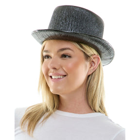 Metallic Black Top Hat Adult Costume Accessory