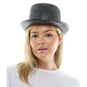 Metallic Black Top Hat Adult Costume Accessory