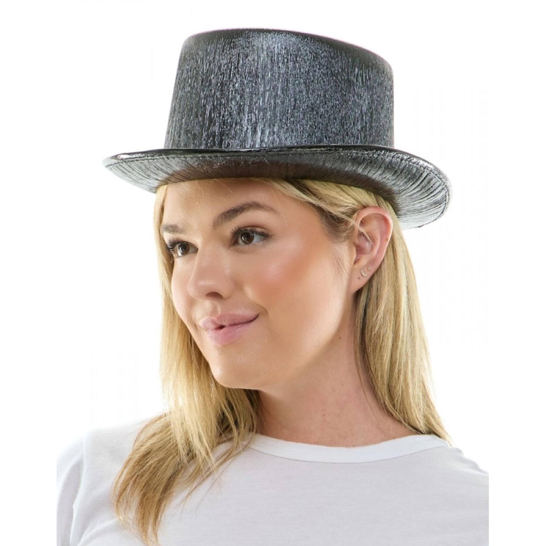 Metallic Black Top Hat Adult Costume Accessory