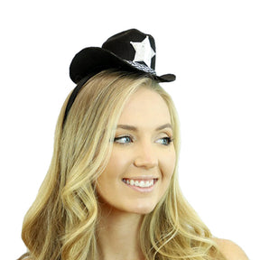 Mini Cowboy Hat Costume Headband | Black