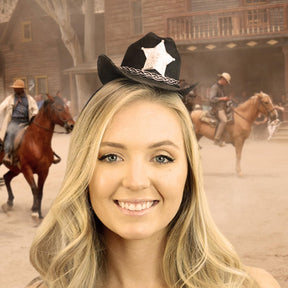 Mini Cowboy Hat Costume Headband | Black