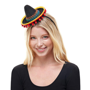 Mini Sombrero Hat Costume Headband | Black