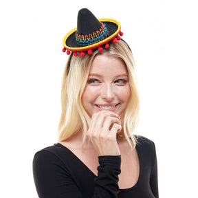 Mini Sombrero Hat Costume Headband | Black