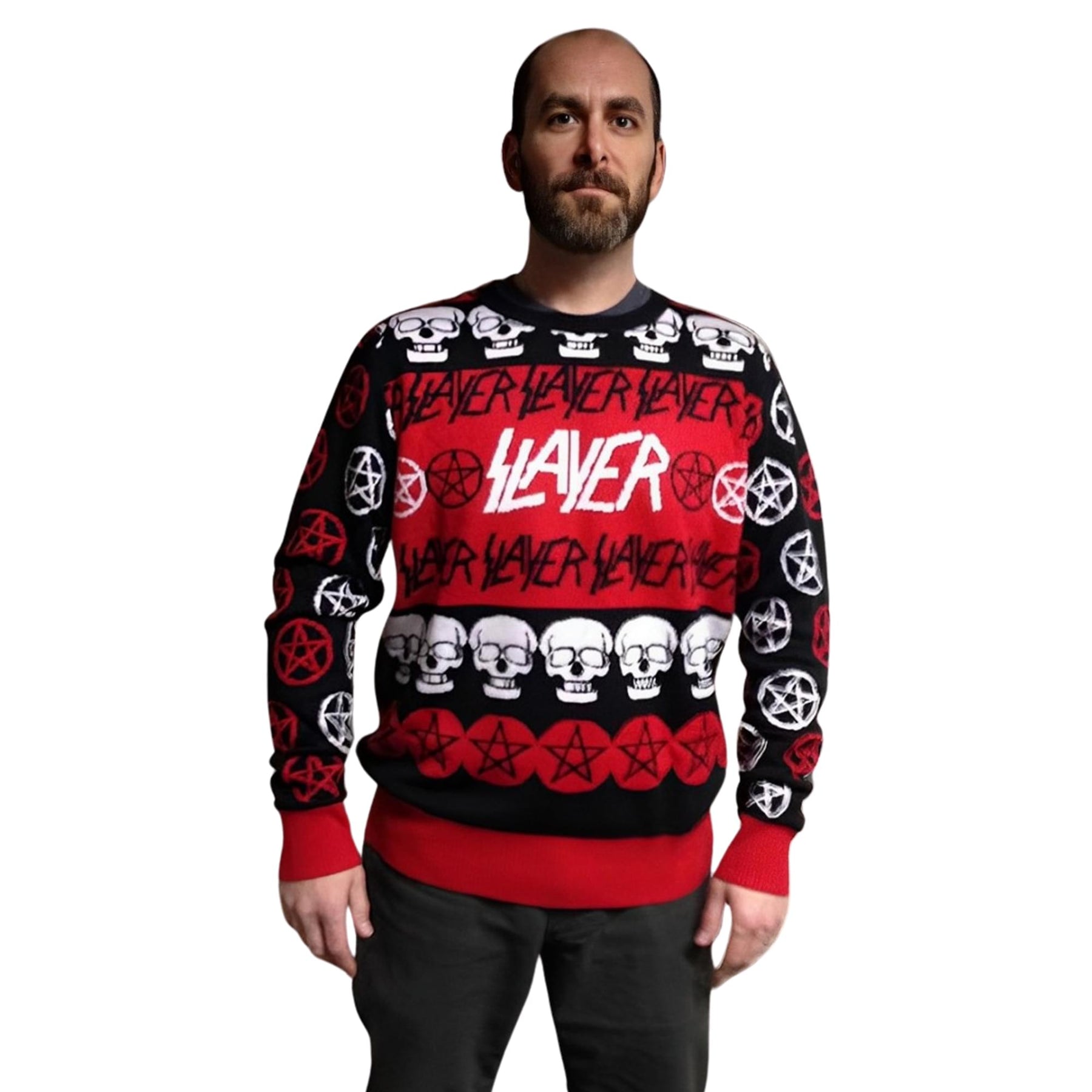 Slayer Pentagram & Skulls Adult Christmas Sweater