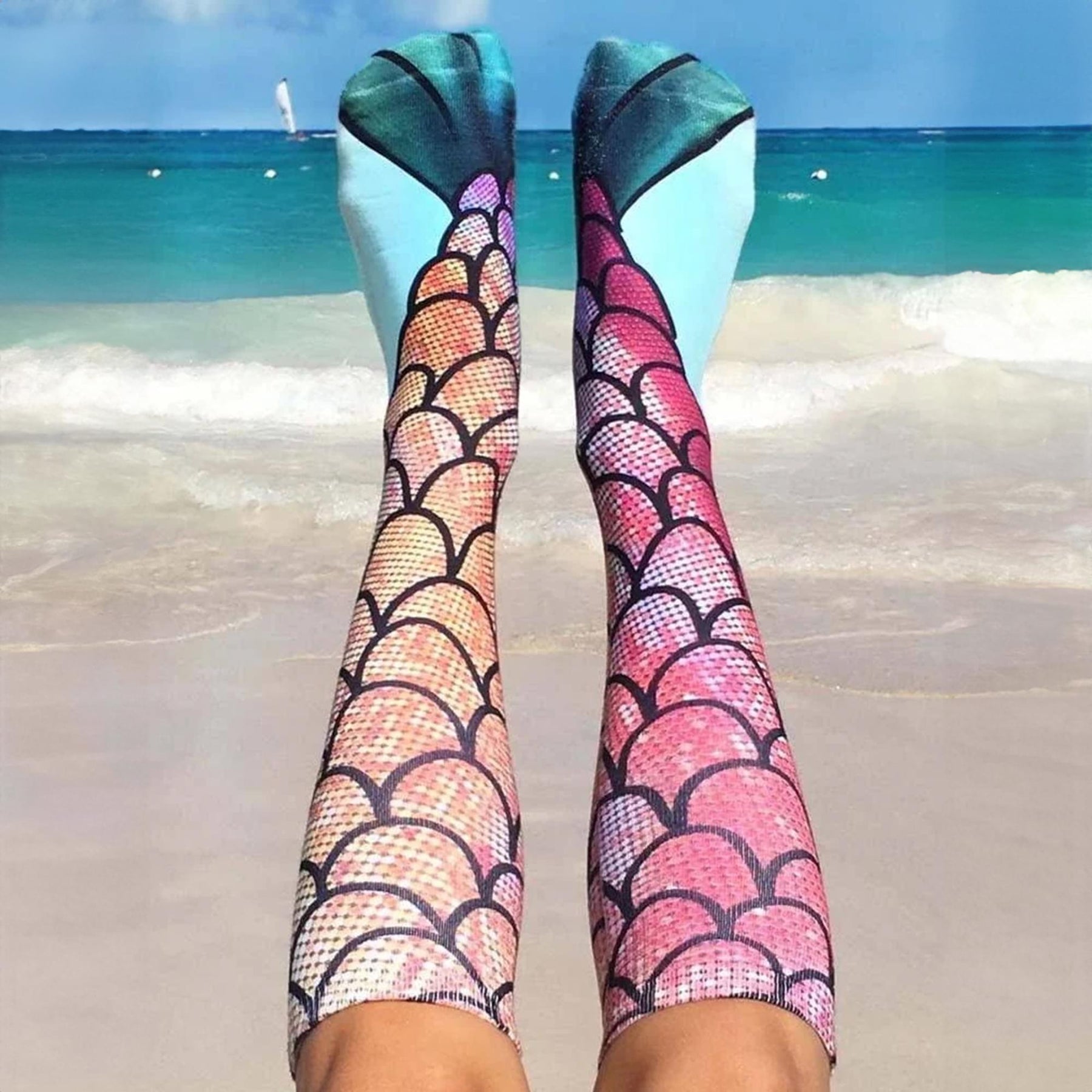 Mermaid Photo Print Knee High Socks