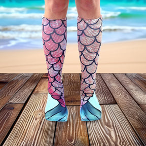 Mermaid Photo Print Knee High Socks