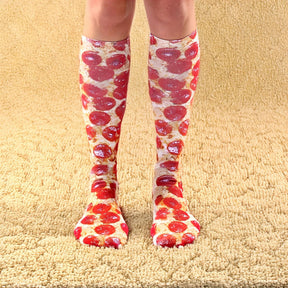 Pizza Photo Print Knee High Socks