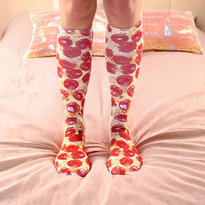 Pizza Photo Print Knee High Socks