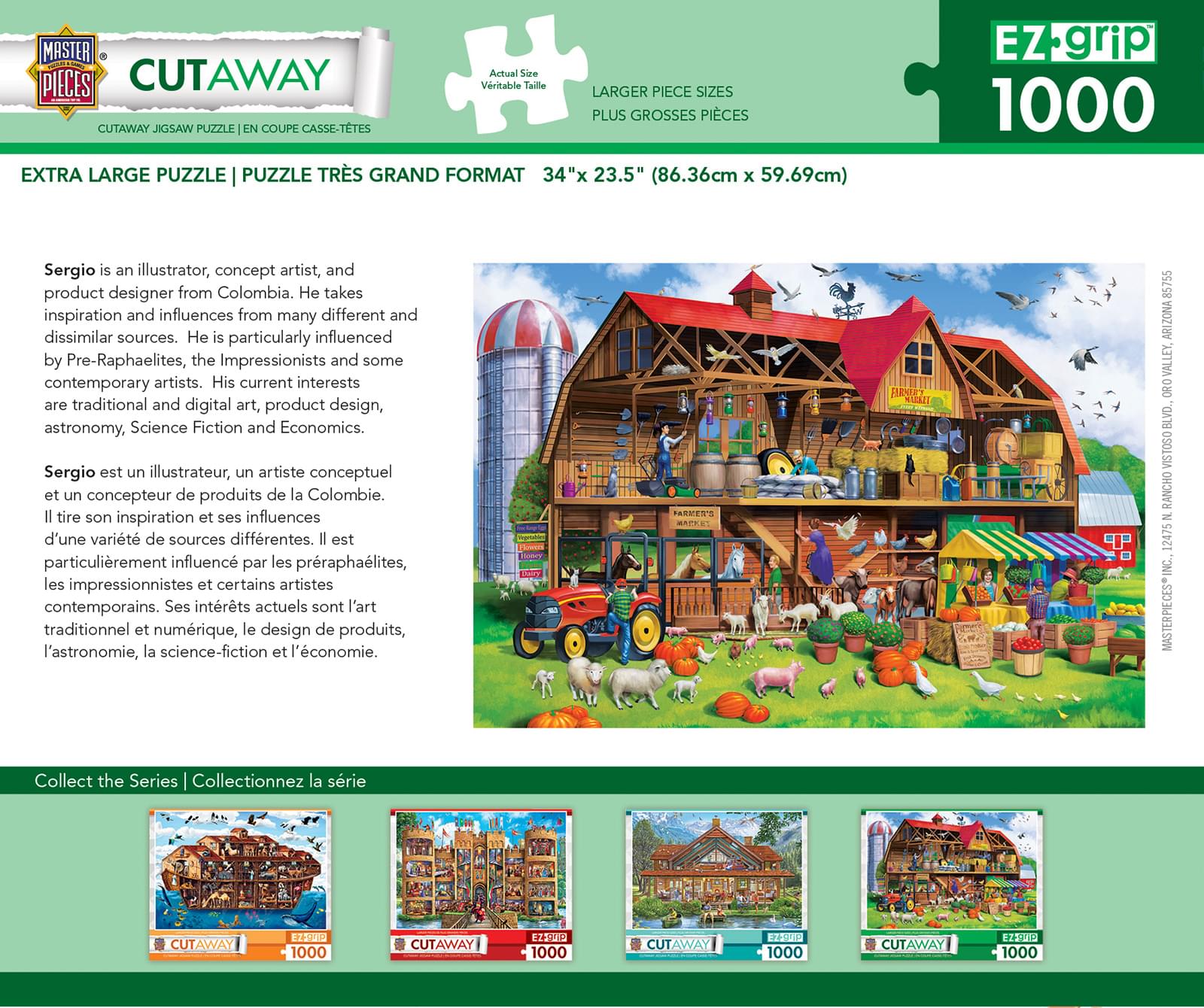 Cut-Aways Family Barn 1000 Piece Large EZ Grip Jigsaw Puzzle