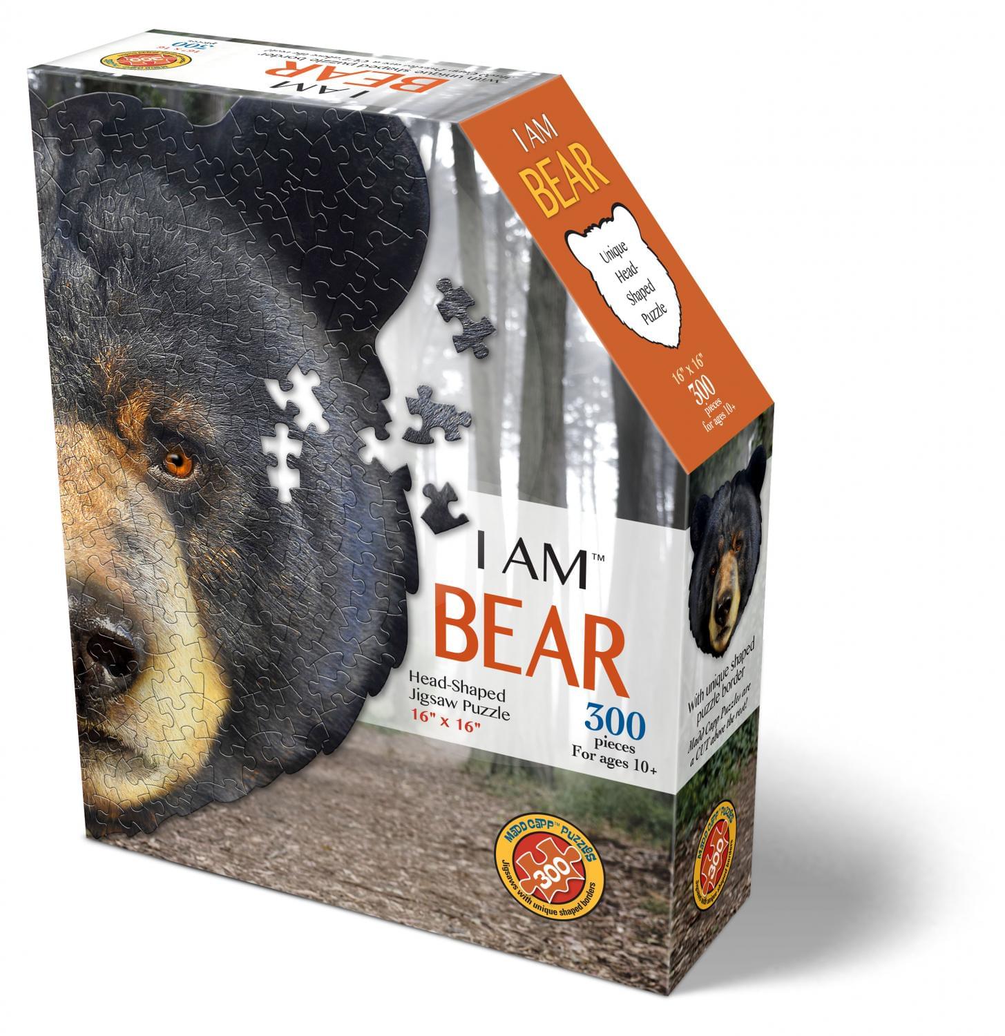 I AM Bear 300 Piece Animal Head-Shaped Jigsaw Puzzle