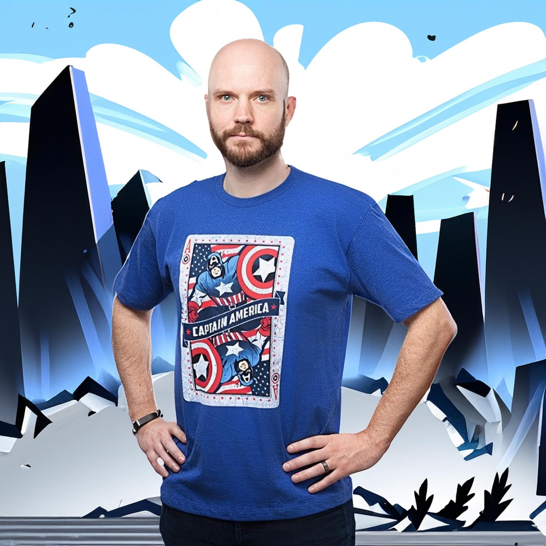 Captain America "Ace of Avengers" Adult T-Shirt