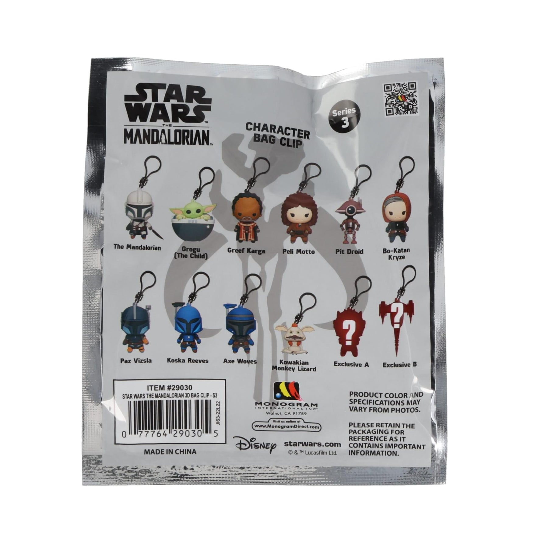 Star Wars The Mandalorian Series 3 3D Foam Bag Clip | 1 Random