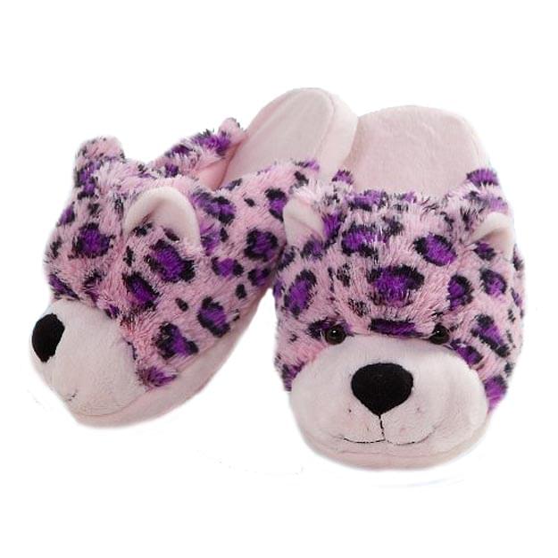 My Pillow Pets Pink Leopard Plush Slippers