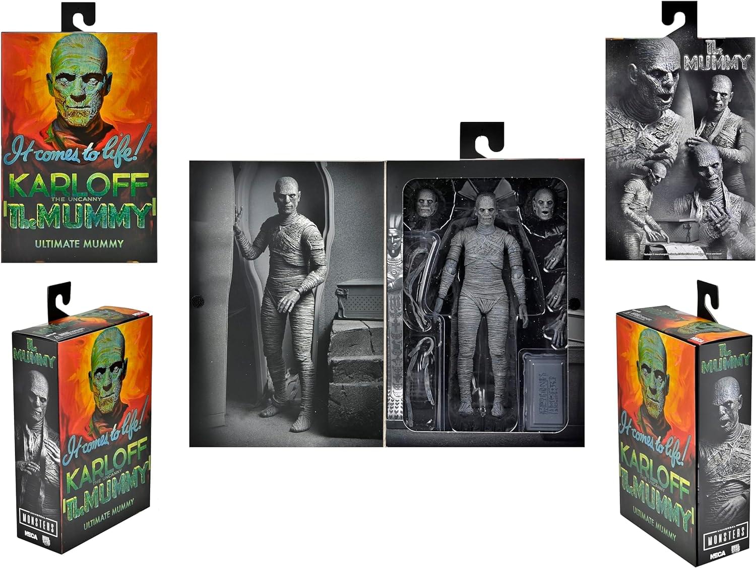 Universal Monsters 7 Inch Scale Action Figure | The Mummy (Black & White)