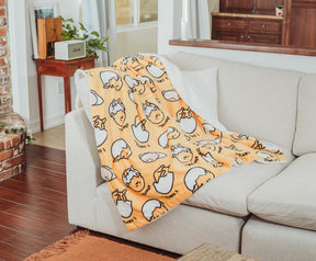 Sanrio Gudetama Shell Shorts Silk-Touch Sherpa Throw Blanket | 50 x 60 Inches