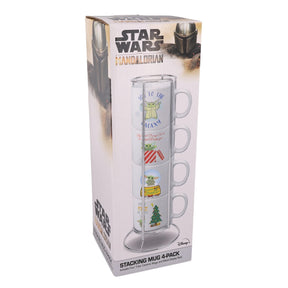 Star Wars Grogu Holiday Cuteness 4-Piece 10oz Stackable Ceramic Mug Set