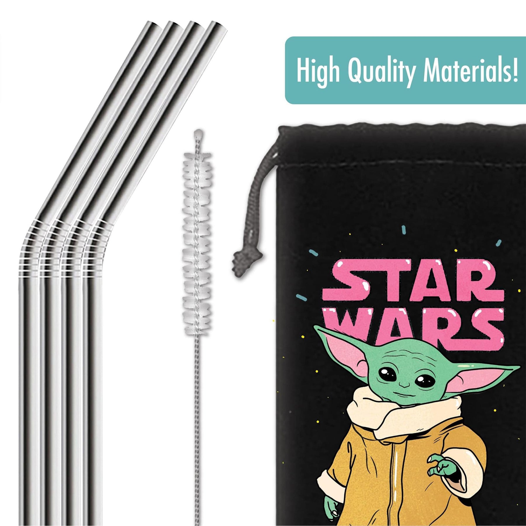 Star Wars The Child "Precious Cargo" Reusable Stainless Steel Straws 4 Pack