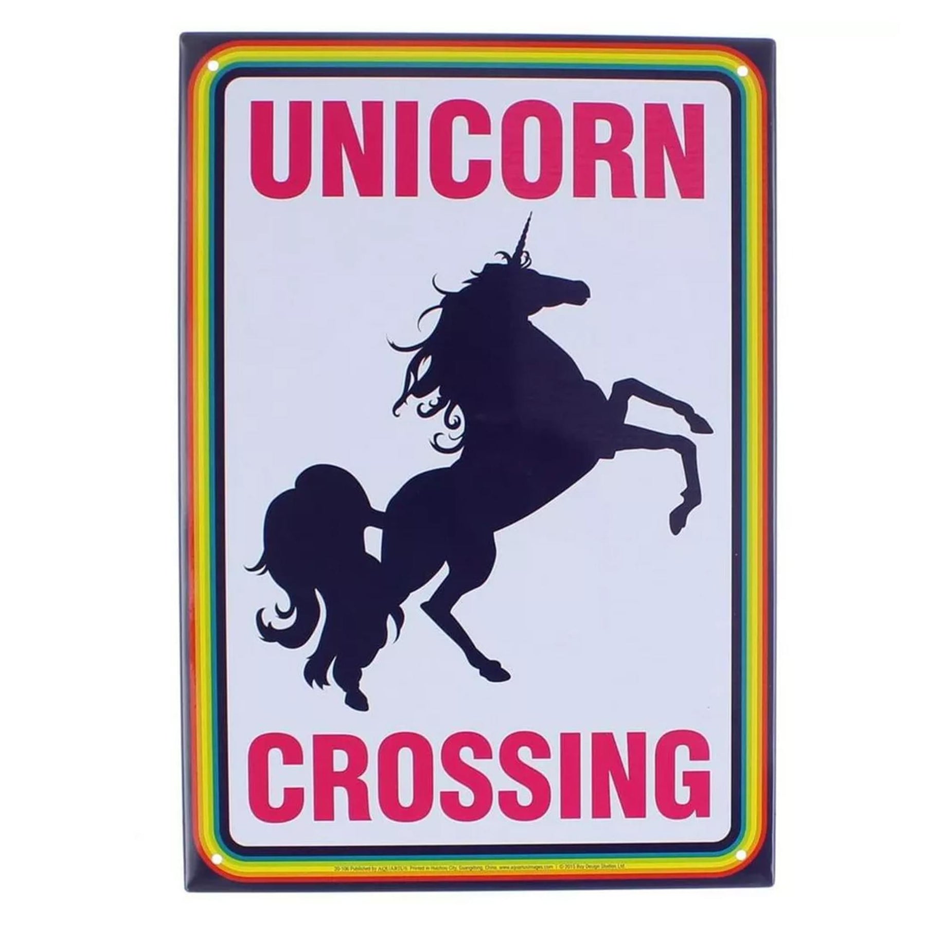 Unicorn Crossing 8" x 11.5" Tin Sign