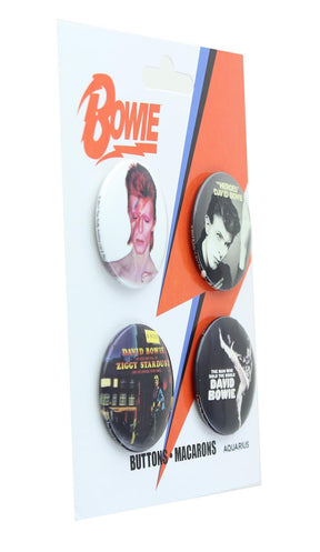 David Bowie Carded Button Pin 4 Pack