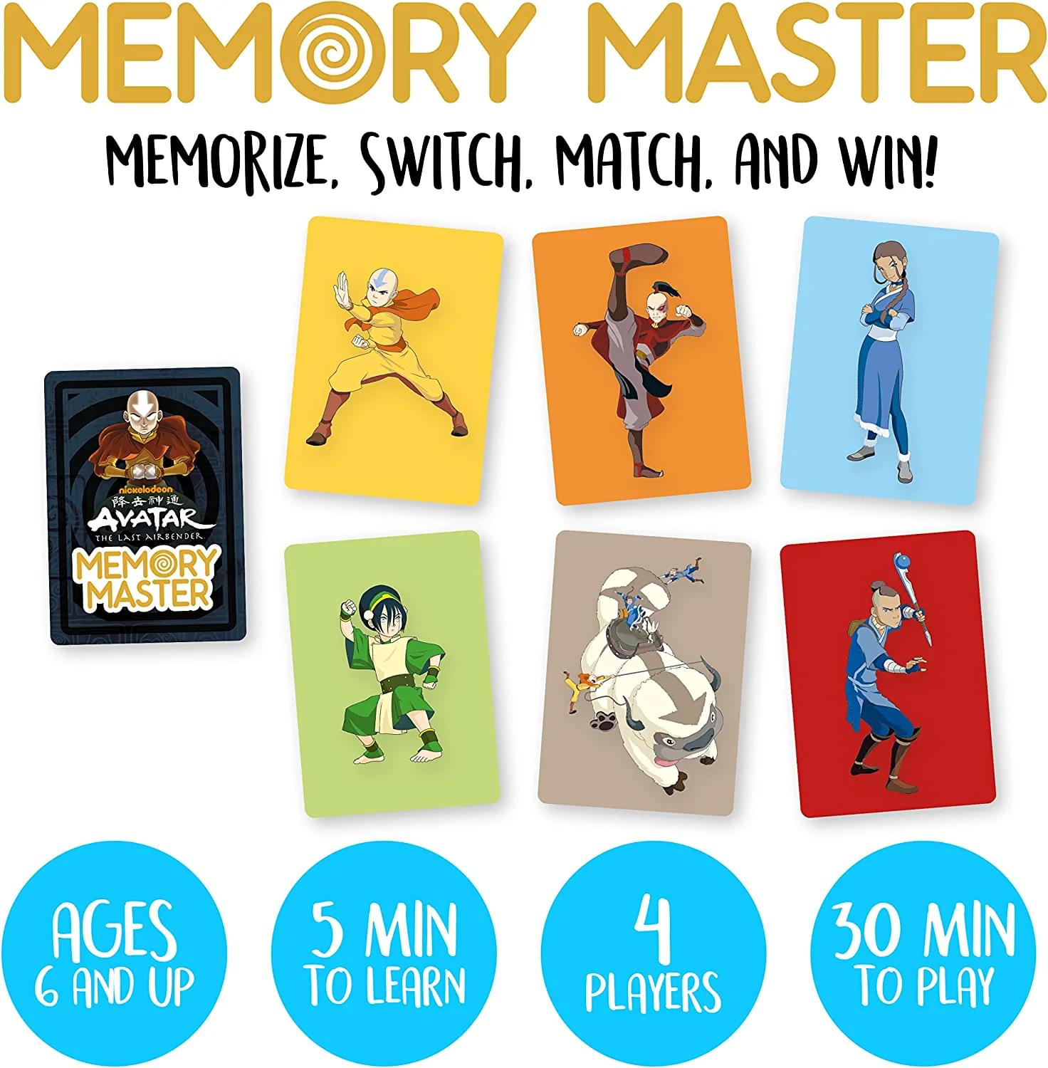 Avatar The Last Airbender Memory Master Card Game | Free Shipping