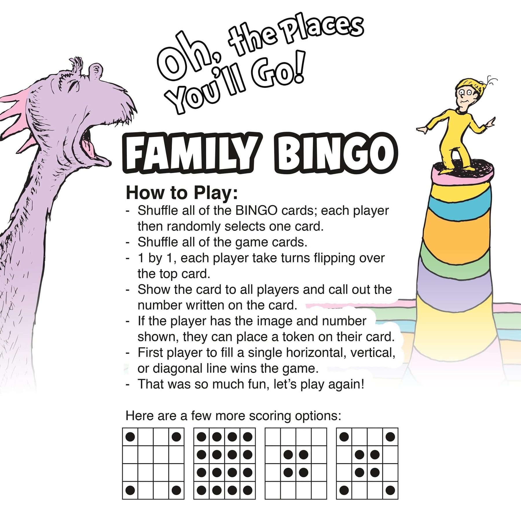 Dr. Seuss Oh, The Places You'll Go! Family Bingo Game