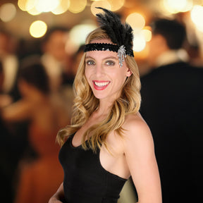 Deluxe Black Sequin Flapper Adult Costume Headband