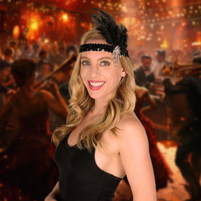 Deluxe Black Sequin Flapper Adult Costume Headband