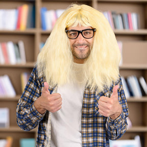 Blonde Nerd Adult Costume Wig & Glasses