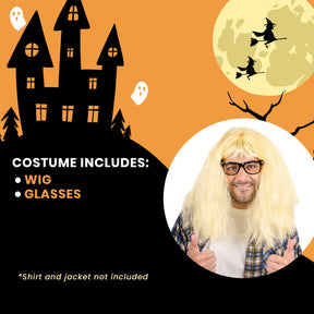 Blonde Nerd Adult Costume Wig & Glasses