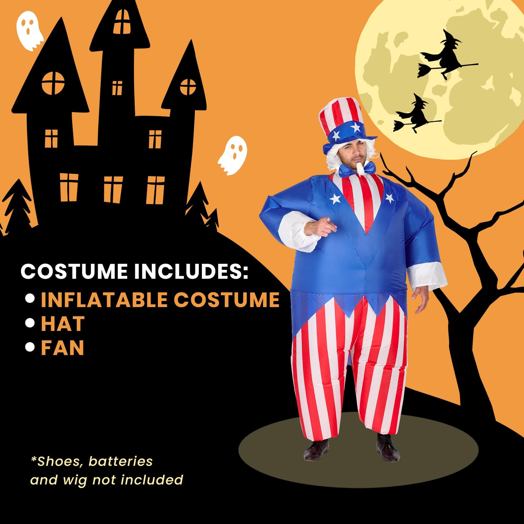 Uncle Sam Inflatable Adult Costume | One Size