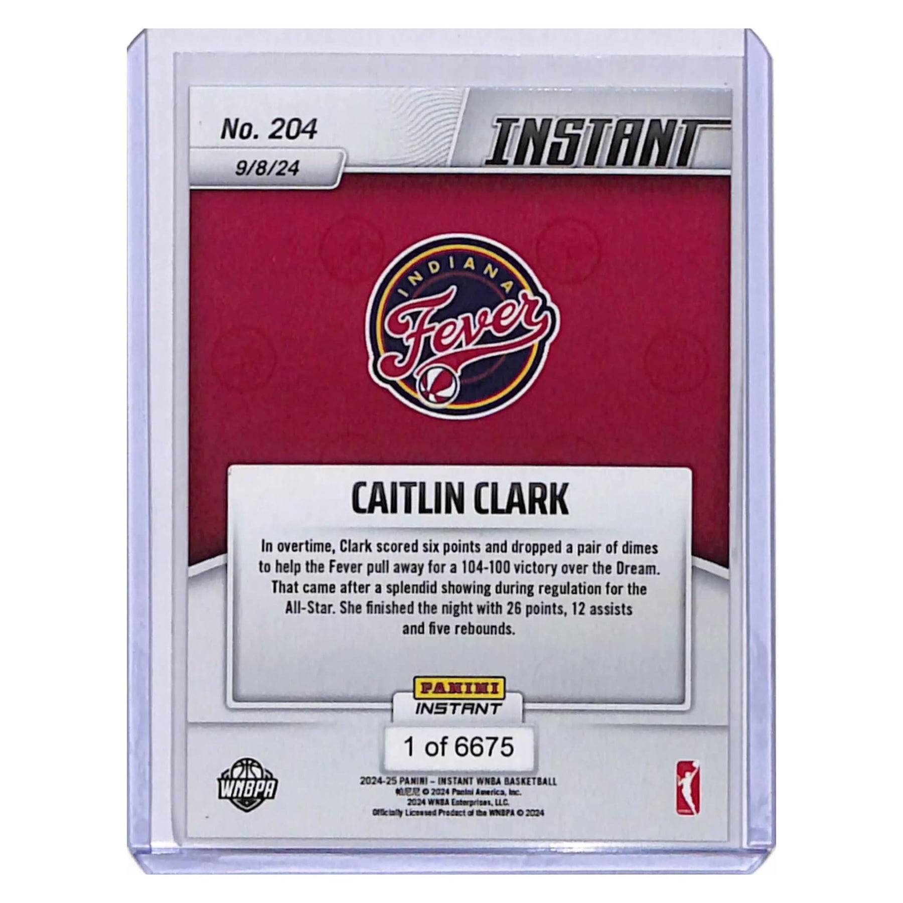 WNBA 2024 Panini Instant Base Card | #204 Caitlin Clark