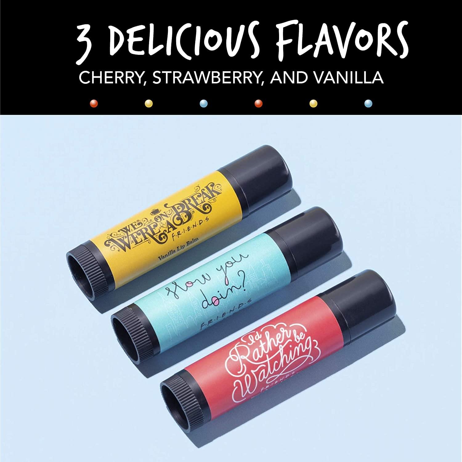 Friends TV Show Lip Balm Trio | Set of 3 | Strawberry | Vanilla | Cherry