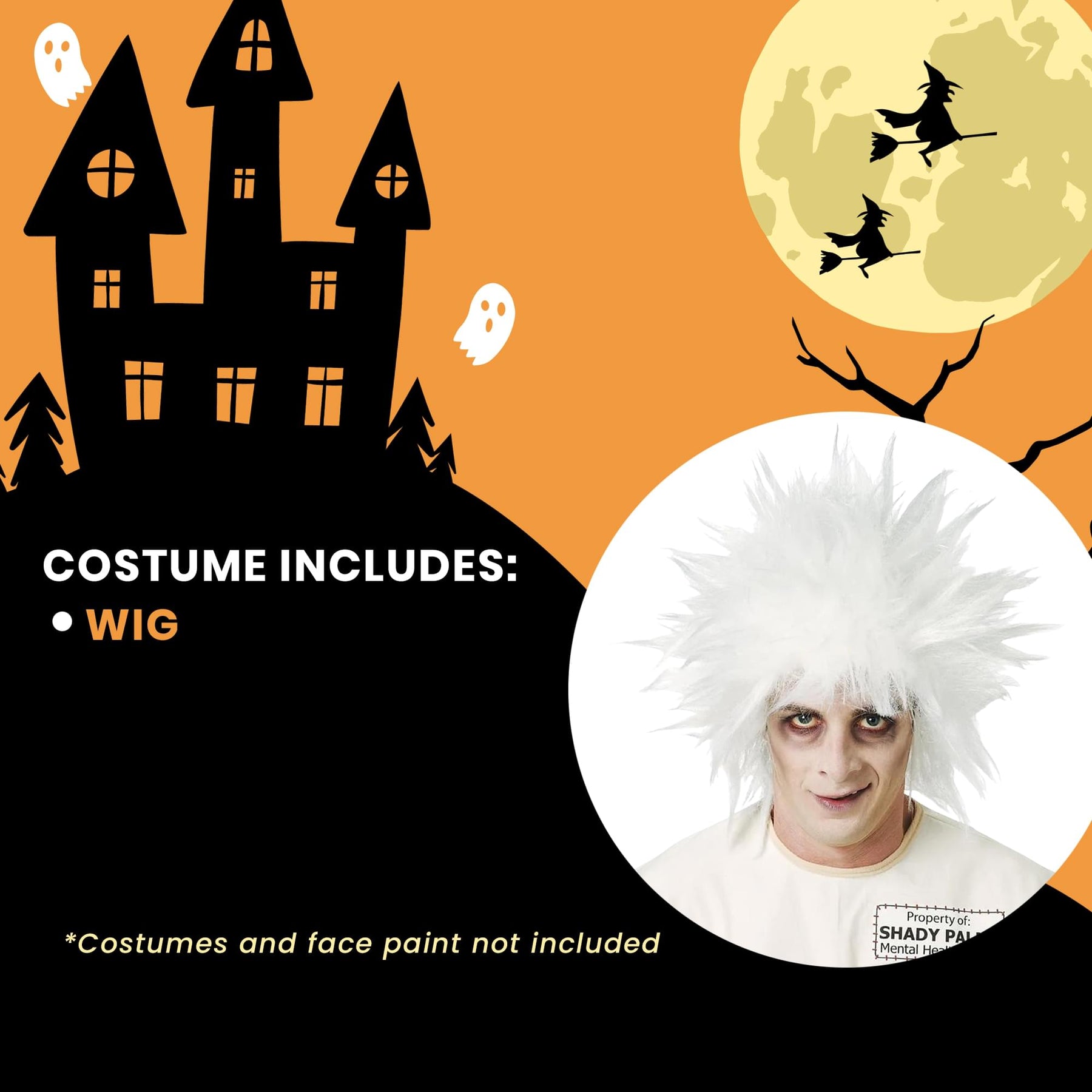 Shock Treatment Mad Scientist White Costume Wig