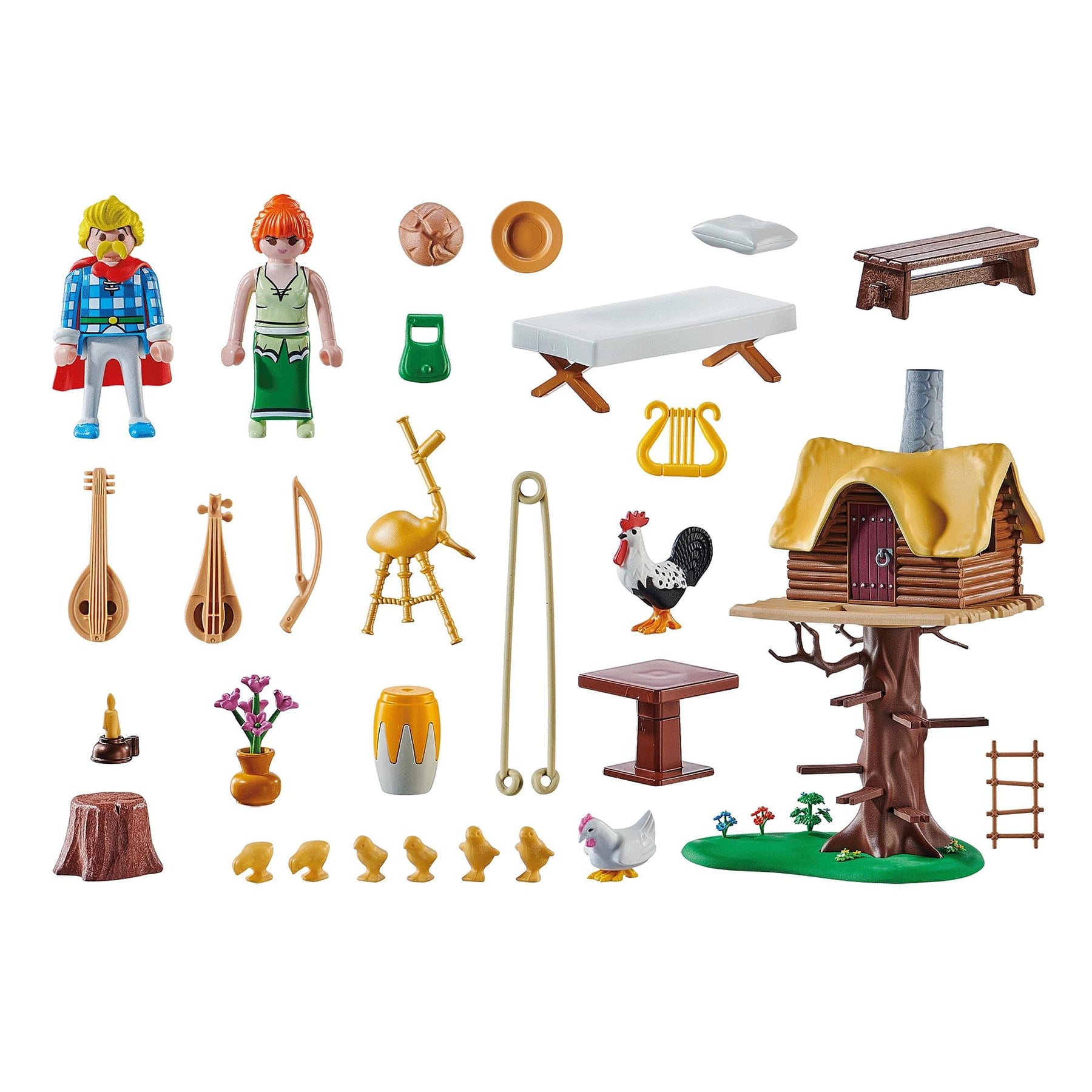 Playmobil 71016 Asterix: Cacofonix With Treehouse Building Set