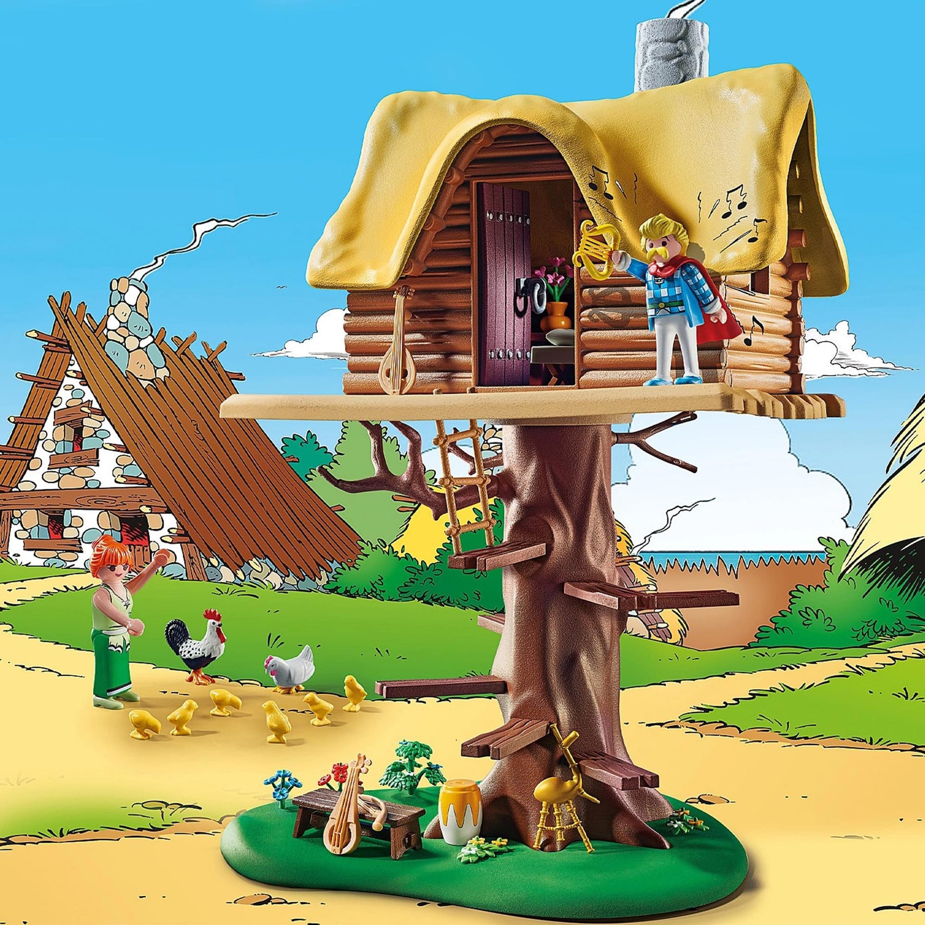 Playmobil 71016 Asterix: Cacofonix With Treehouse Building Set