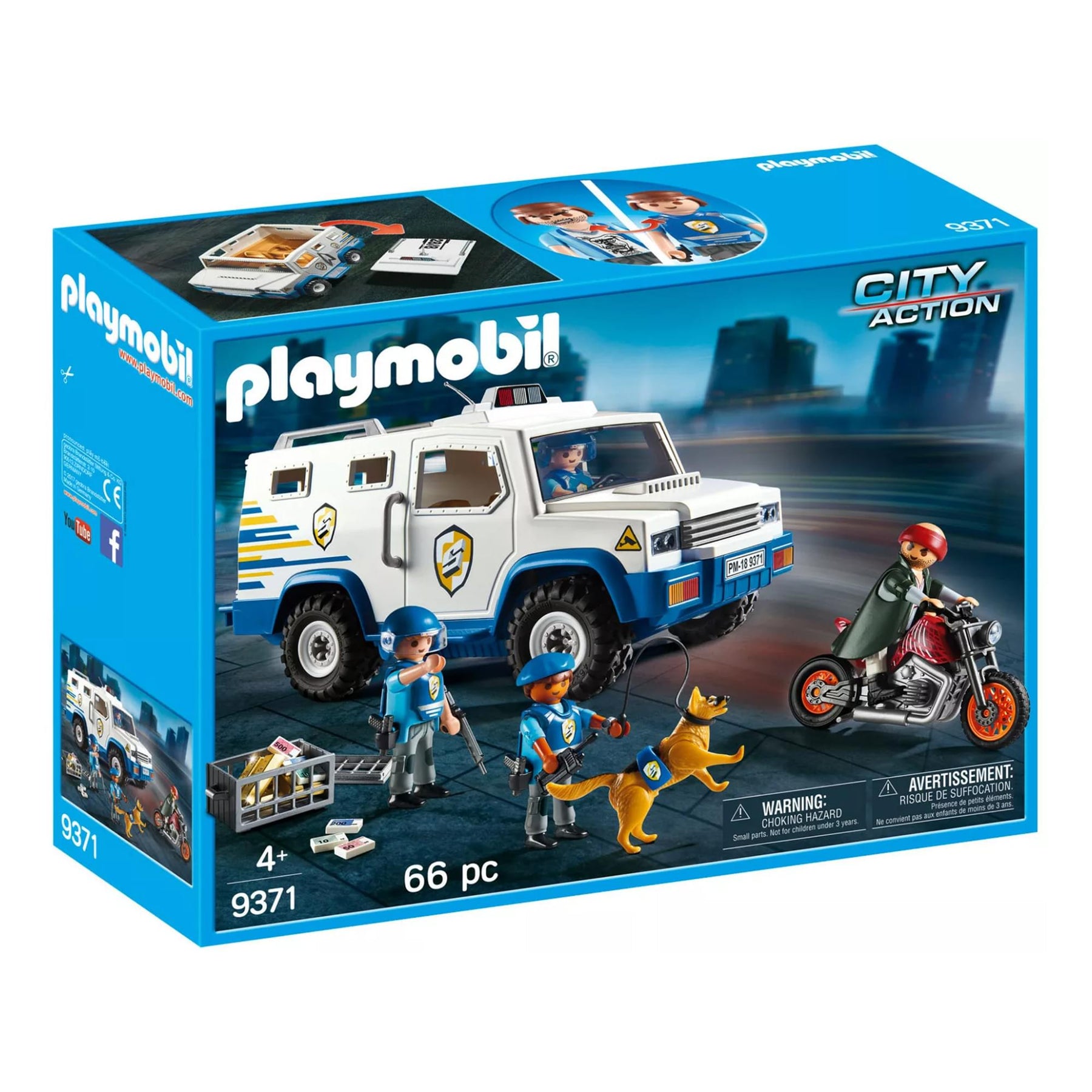 Playmobil 9371 City Action Armored Van 66-Piece Building Set