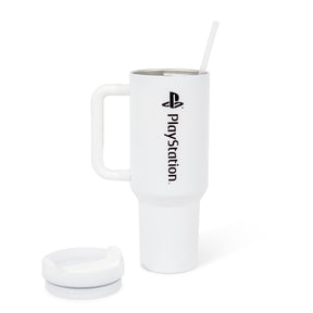 PlayStation Controller Icons Metal Travel Tumbler | Holds 40 Ounces