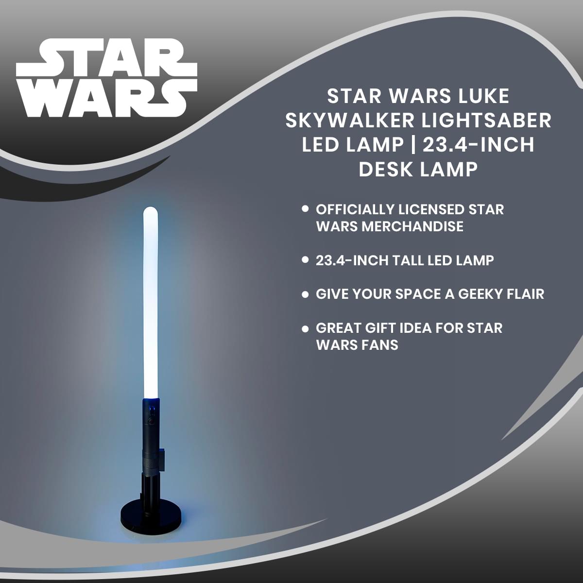 Star Wars Luke Skywalker Lightsaber LED Lamp | 23 Inch Desk Lamp